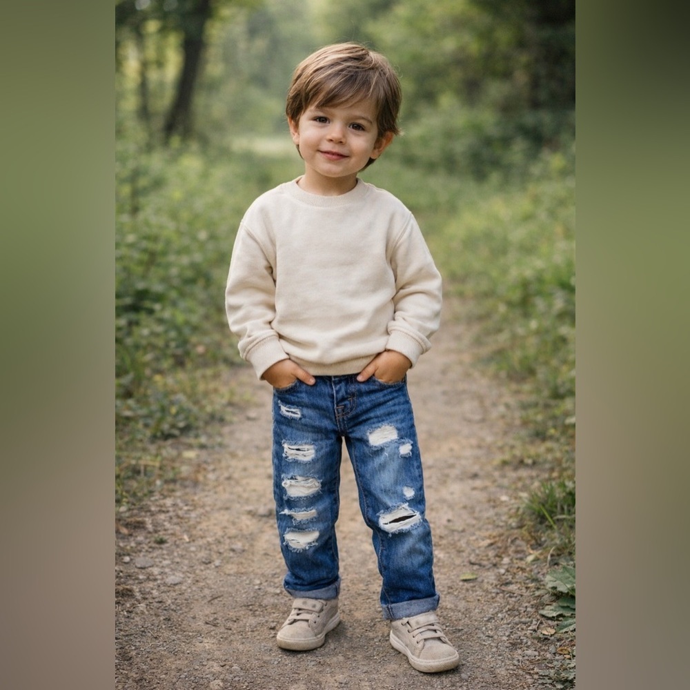 Distressed little boy denim